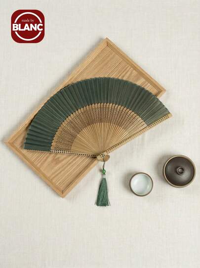 1/2 Piezas Abanico plegable de mano con borlas para uso en exteriores, viajes, baile, vestido cheongsam, accesorios para toma de fotos, el mejor