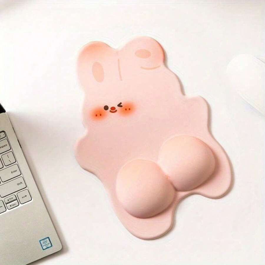 1 Piece Of Ergonomic Rabbit Shaped Mouse Pad With Gel Wrist Support, Non Slip Rubber Base And Smooth Surface For Precise Control - Ideal For Office And Games, Compatible With Notebook And Desktop Comp - 粉色 - 查看 1