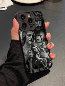 1pc Jesus & Virgin Mary Pattern Printed TPU Matte Anti-Fall Phone Case, Compatible With IPhone 13/11/17/17 Pro/16/14/15/15 Pro/15 Plus/15 Pro Max/7 Plus/8 Plus/X/Xs Max/Xr/11 Pro/12 Pro/13 Pro/14 Pro/12 Mini/13 Mini/11 Pro Max/12 Pro Max/13 Pro Max/14 Pro Max/14 Plus/17 Pro Max/17 Air/6/6s Plus/7/8/16 Pro/16 Plus/16 Pro Max/SE2/17 Pro Max, Also Compatible With Samsung Galaxy/A54/A14/A12/A13/A15/A32/A33/A24/A52S/S20/S21/S22/S23/S24/S23Plus/S24ultra/S25/A15/A33/A23 - Multicolor - View 1