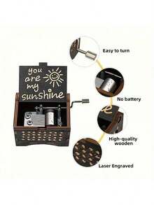 一款复古设计的手摇木制音乐盒，刻有“你是我的阳光”字样，适合送给妈妈。可用于生日、周年纪念日、婚礼、情人节或新年等场合，也可作为家庭办公室的精美装饰品。 - YL2021 - 查看 6