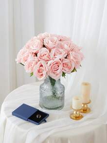 10pcs Artificial Single Rose Flower, Suitable For Spring/Summer Decor, Restaurant, Bedroom, Tabletop, Furniture, Vase DIY, Wedding Decoration, Holiday Gift - Blush Pink - View 4