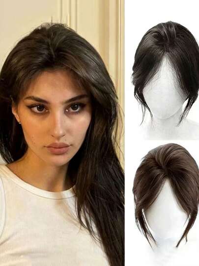 10 Inch Bangs Wig For Women, Natural Hairline Wispy Bangs Synthetic Hair Extensions, Fluffy Fringe Hairpiece