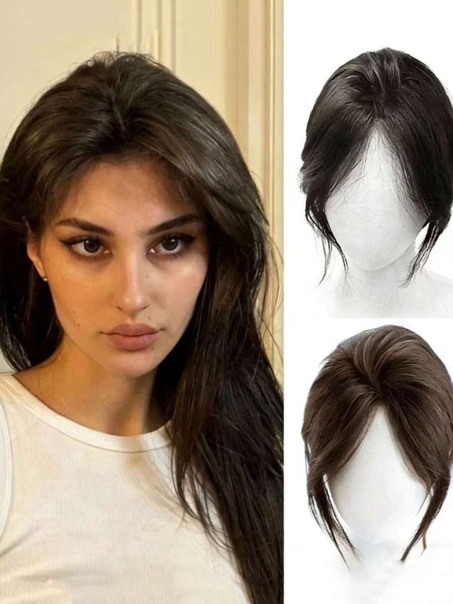 10 Inch Bangs Wig For Women, Natural Hairline Wispy Bangs Synthetic Hair Extensions, Fluffy Fringe Hairpiece