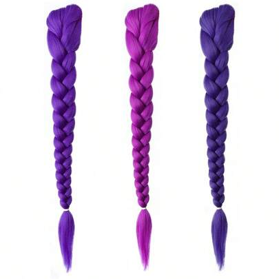 26 Inch Purple Braided Ponytail Wig, Suitable For Braided Hairstyles, Cosplay, Stage Performance, Parties, Halloween Costumes, And Role-Playing