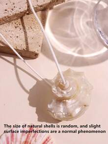 1件天然白色大贝壳吊坠项链，可调节长绳颈链，海滩度假Y2K性感项链饰品（贝壳有轻微瑕疵） - 彩色 - 查看 3