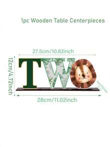 1件丛林动物狮子木制摆件，适合1-2岁宝宝生日派对，生日派对背景装饰、桌面装饰摆件，狮子主题木制摆件，家居装饰，生日礼物，一周岁生日派对装饰，宝宝迎婴派对装饰礼物 - 彩色 - 查看 5