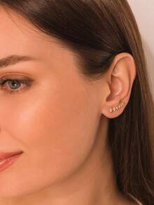 1 par de pendientes de escalador de flecha de plata de ley 925 con circonita cúbica, pendientes de moda para mujeres - pendientes - Ver 5