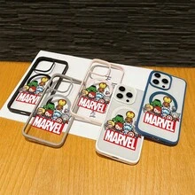 Marvel Patterned Phone Case, Iron Man, , Hulk, Thor, Hawkeye, Black Widow, Thanos, Avengers. Compatible With IPhone 17 ProMax, 17Pro, 17Air, 16, 15, 14, 13, And 12 Pro Models, With Shockproof Protection. A Unique Gift For Marvel Fans, Friends, Birthdays, Holidays, And Special Occasions. Great Gift Option For Anyone Who Loves Superheroes. - 黑色 - 查看 4