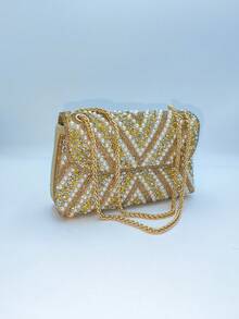 Sparkly Glitter Jewel Embellished Party Clutch Bag, Vintage Underarm Bag Suitable For Wedding, Party, Dinner, Valentine's Day Gift - Multicolor - View 20