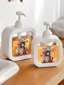 Cute Black Cat & Floral Soap Dispenser - Refillable Pump Bottle, Compact & Elegant, Suitable For Kitchen/Bathroom, Can Hold Dish Soap, Hand Wash, Lotion Etc. - Ideal Housewarming Gift For Cat Lovers, Spring Decor - Durable Plastic Material, Bathroom Accessory, Fun Design, Easy Pump, Home Decor - Multicolor - View 8