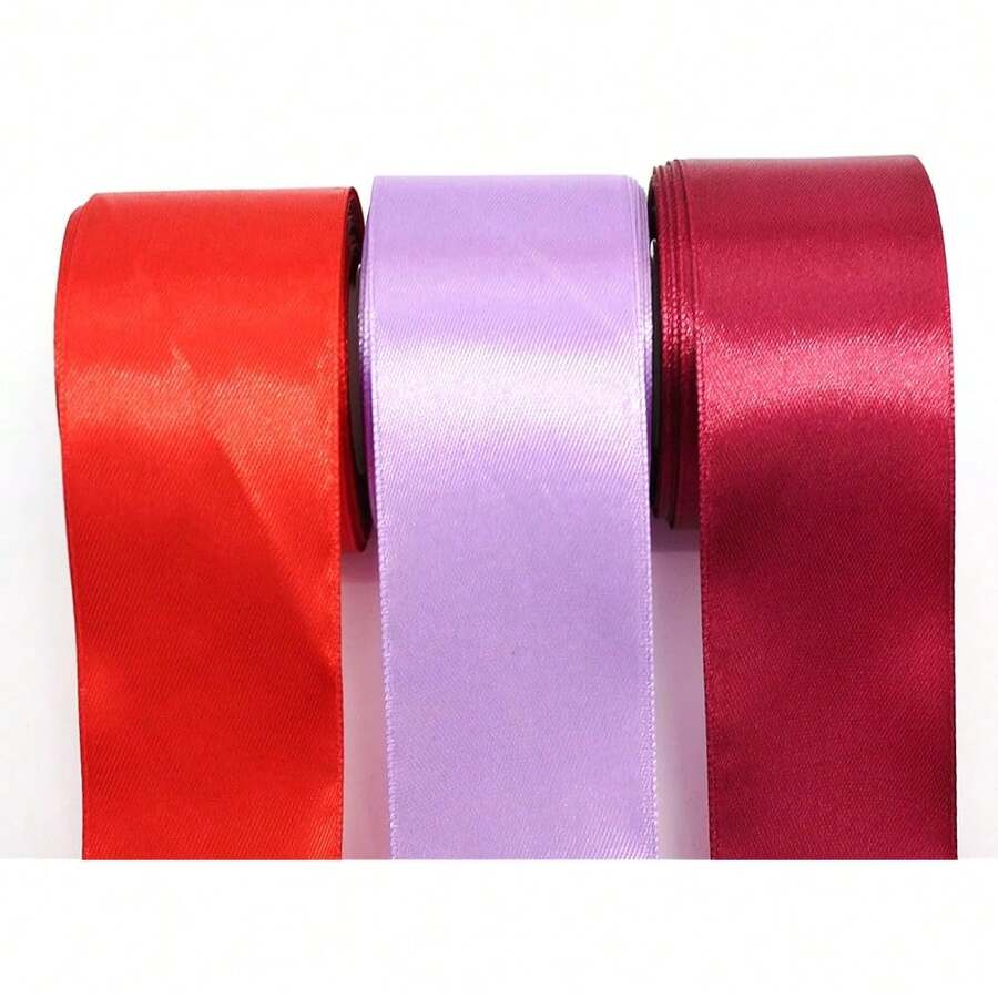 Mix-Set 3 Farben je 10m Satin-Schleifenband 40mm Lurexband Glitzerband Geschenkband Dekoband Dekoration Drahtkante Weihnachten Grün+Lila+Rot mit Schrift (40mm 04)-2813 - 40mm16 - Übersicht 1