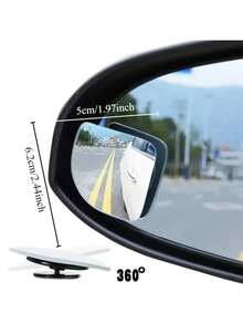 2 PCS [HD Car Mirror] 360° Adjustable High-Definition Car Wide Angle Blind Spot Rearview Mirror | Frameless Fan-Shaped Small Round Mirror, Automotive Reversing Auxiliary Mirror, Straight Lens Curvature, Suitable For All Cars - Multicolor - View 5