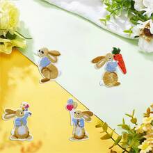 3/4 Pcs Easter Cute Bunny Embroidered Patches | Iron-On/Sew-On DIY Appliques For Clothes, Dresses, Bags, Hats, Jeans & Backpacks - Multicolor - View 1