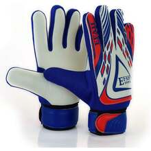Guantes de portero de fútbol para niños y niños, guantes de fútbol con palmas fuertes - Azul/Blanco - Ver 2
