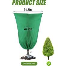 1pc Reusable Breathable Freeze Blanket, 47.2x70.9 Inch Waterproof Non-Woven Frost Cloth With Drawstring, For Winter Plant, Shrub, Tree And Garden Protection - Green - View 6