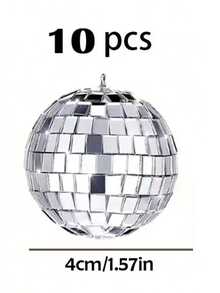 1/5/10pcs Disco Ball Decorations, Mini Silver Disco Ball Pendant, Reflective Mirror Ball Cake Decor, 70s Disco Party Supplies, Holiday Decorations Suitable For Valentine's Day, New Year, Easter Party, Mother's Day - Multicolor - View 4