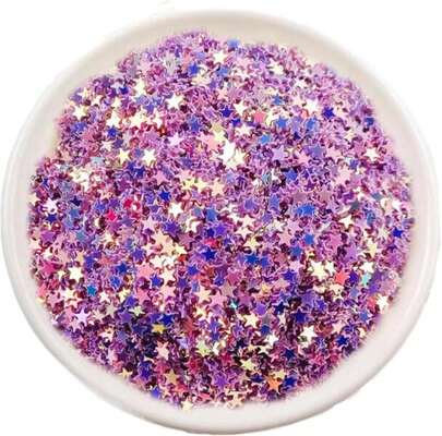 Art Craft Glitter, 3mm Star Shaped Sequins Confetti For Nail Art,Slime Supplies, Resin Craft, Home Decoration DIY Cards - 0.35oz (Golden Purple)