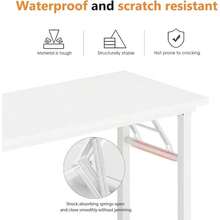 Folding Desk Small Desk 31.5 Inches Computer Desk For Home Office Folding Table Writing Table For Small Spaces No Assembly Required White & White Frame - 31.5 Inches + White + White - View 5