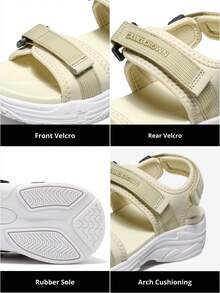 CAMEL CROWN Sandale sport pentru femei, confortabile pentru mers, impermeabile și ușoare, talpă groasă, vârf deschis, suport pentru arcul piciorului - Bej - Vizualizare 5