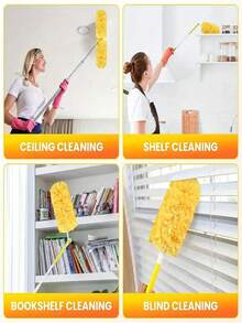 20/10 Pack Ultra-Fine Fiber Duster Set - Extendable Anti-Static Duster, Suitable For Home And Car. Powerful Cleaning For Ceiling Fans, Furniture, Electronics, Baseboards. (Includes Handle And 20/10 Replacement Refills) - Orange - View 6