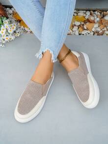 Classic Slip-On Women Ankle Boots, Flat Ankle Boots - Light Grey - View 5