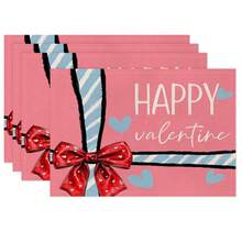 1件/4件装情人节涤纶装饰餐垫，心形气球汽车图案，防污，适合家居、餐厅、餐桌装饰、乔迁、生日礼物 - 彩色 - 查看 13