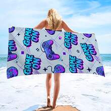 1条游戏手柄造型沙滩巾，超大超吸水超细纤维沙滩毯，适合旅行、游泳池、潜水、冲浪、瑜伽、露营等场合，多种尺寸可选，沙滩配件 - 彩色 - 查看 6