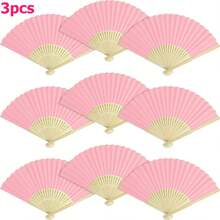 1/5/10/20/30/40支粉色纸折扇，竹制手持扇，新娘伴娘竹纸扇，单身派对装饰，拍照道具，DIY便携式竹纸扇，生日派对装饰，适用于订婚、毕业、婚礼派对装饰，家居卧室餐桌装饰，派对表演拍照道具，家居客厅办公室装饰 - 粉色 - 查看 15