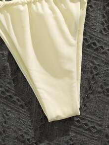 PEPPERMOLLY Bộ bikini buộc dây hở lưng màu trơn mềm mại mới, đồ bơi mùa hè gợi cảm dành cho nữ, kỳ nghỉ mát đi biển. - Màu be 1 - Xem 6