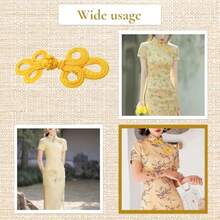 Yellow 3-Loop Chinese Frog Button Closure 5.1 Inch 1 Pair/Pack Hook And Eye Knot Fastener Ideal For For DIY Craft Sewing Dress Sweater Costume Outfit Decoration - 黃色 - 查看 6