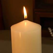 欧式尖头象牙白大圆柱蜡烛，家居装饰品，浪漫婚礼、酒店、教堂蜡烛，无烟，节日氛围蜡烛 - 彩色 - 查看 4