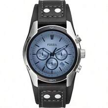 Fossil Men's Analog Watch, Black Leather Strap, Quartz Chronograph Design, Casual/Daily Style, Suitable For Modern Men, Ideal Gift CH2564