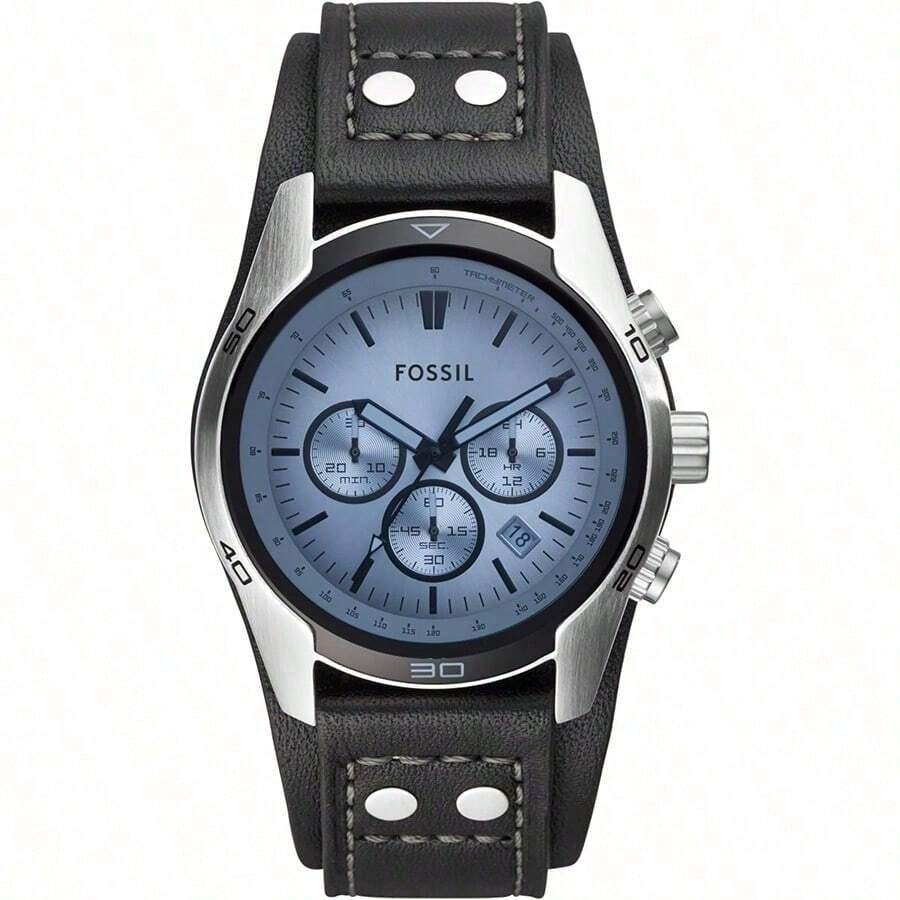Fossil Men's Analog Watch, Black Leather Strap, Quartz Chronograph Design, Casual/Daily Style, Suitable For Modern Men, Ideal Gift CH2564
