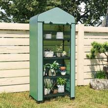 Foil Greenhouse, Hothouse, Mini Greenhouse, Plant House, Cold Frame, 4 Shelves, 69 X 50 X 165 Cm, Green - Green - View 8