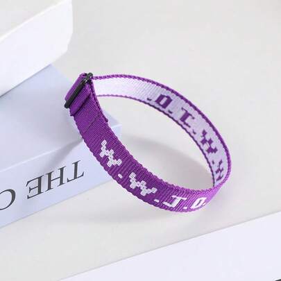 Jacquard Wristband Unisex, WWJD Letter Satin Ribbon Bracelet, Sports Wristband, Adjustable Bracelet, Sports Wrist Strap, Group Activity Jacquard Woven Bracelet, Letter Jacquard Printed Bracelet Strap, Pack Of 2