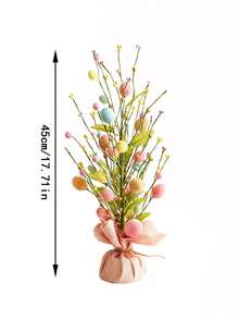 17.7 英寸预亮灯复活节彩蛋树桌面装饰，配有精致饰品，适合家居、派对、婚礼、节日、春夏装饰。 - 查看 3