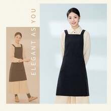 1件防水防油围裙，带大口袋，涤纶防污厨房围裙，配有可调节交叉背带，防水防溅，适用于烹饪、家庭、餐厅、手工、花园、烧烤、学校、咖啡馆，男女通用，节日礼物（黑色） - 黑色 - 查看 2