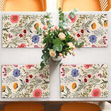 1 st löpare med blommönster, 4 st bordsunderlägg med blommönster, lämpliga för högtider, fester, födelsedagar, middagar, köks- och matbordsdekorationer, hem- och vardagsrumsinredning året runt - Multifärgad - Visa 15
