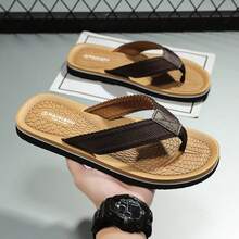 Men's Summer Flip Flops, Comfortable Shock-Absorbing Lightweight Slippers Suitable For Indoor, Outdoor, Home, Bathroom, Beach - Brown - View 5