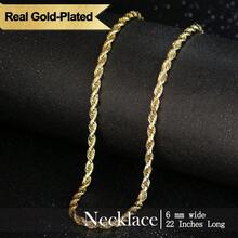 Holylegend 14K-Plated Rope Chain Necklace Women And Men,Upgraded Shine, Faceted Cut, Tarnish-, Goldstone Necklace 6mm/8mm, 22/24 Jewelry - 寬 6 毫米,長 22 英寸 - 查看 10