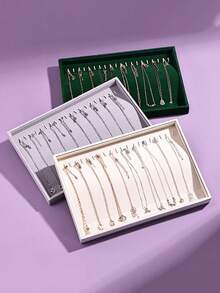 1 pieza Caja de almacenamiento de collares, bandeja de exhibición de joyas con tapa transparente para collares y colgantes, adecuada para mujeres y niñas, soporte en forma de T, bandeja de joyas de terciopelo, soporte para anillos, gabinete de exhibición, exhibición de joyas, caja de almacenamiento de anillos - Multicolor - Ver 4