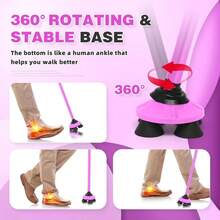 Bastn de Caminar para Hombres y Mujeres, bastn Plegable para Personas Mayores, bastn cudruple, Ajustable, Ligero, Resistente, con Mango en T Suave y Bolsa de Viaje - Rosa - Ver 3