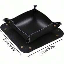 Caixa de Armazenamento de Couro PU Quadrada, Bandeja de Armazenamento de Chaves, Cosméticos e Joias de Estilo Nórdico INS para Entrada, Decoração de Sala de Maquiagem, Decoração de Quarto - Multicolorido - Visão 12