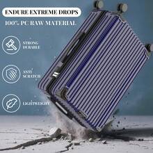YSTYLE Suitcase Available In Various Colors Made Of PVC Material With Combination Lock And Silent Universal Wheels, Suitable For Storing Clothes For Business Trips, Boarding And Student Boarding. - Dark Blue - View 2