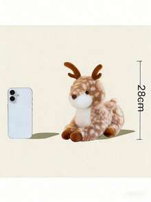 小鹿毛绒玩具 - 卡通梅花鹿可拥抱毛绒玩具，可爱玩偶，可爱野生动物拥抱礼物，超柔软毛绒娃娃，适合儿童和成人，逼真的细节使其成为珍贵的伙伴 - 非常适合装饰卧室或教室 - 彩色 - 查看 2