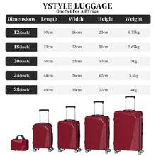 YSTYLE 5-Piece Suitcase (12/18/20/24/28 Inches), The Perfect Travel Companion! Scratch-Resistant, Beautiful, And Elegant. Lightweight And Easy To Carry With Swivel Wheels.