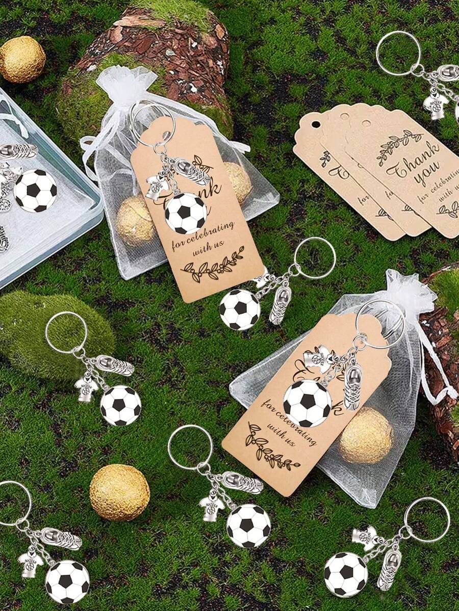 Football Player Keychain Set, With Shoe Charms And Mini Ball Charm, Lovely Gift With Thank You Card And Organza Bag, Suitable For Holiday Party, Birthday, Graduation, Halloween, Christmas - Multicolor - View 1