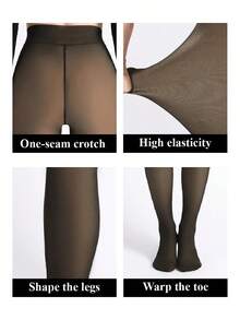 Women's Opaque Thick Warm Leggings, High Waist Elastic Tights, Suitable For Spring, Autumn And Winter - màu đen - Xem 7