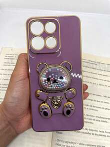 Phone Case Compatible With Moto G75 5G, Teddy Bear Design. - Purple - View 1