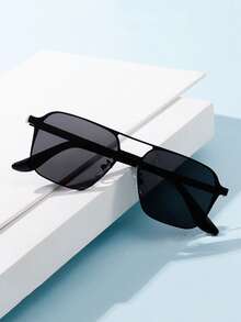 Men's Ultra-Light Square Stainless Steel Polarized Glasses, Minimalist Business Glasses - A - View 3